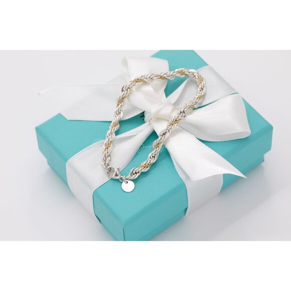 Tiffany & Co. Bracelet Vintage Twisted Rope Unisex Bracelet in Silver & 18K Gold - Picture 4 of 7